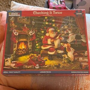 White Mountain Santa and Dog Christmas Puzzle